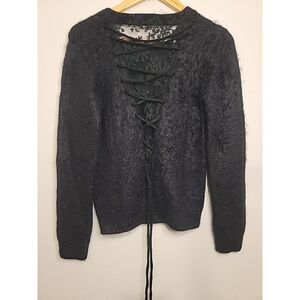 Vintage Medium Y2K Fuzzy Eyelash Sweater‎ Disco Grunge Rave Pullover